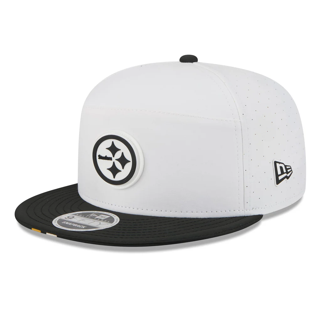 NFL Pittsburgh Steelers New Era 2025 Training 9FIFTY Split Panel Snapback Hat - White