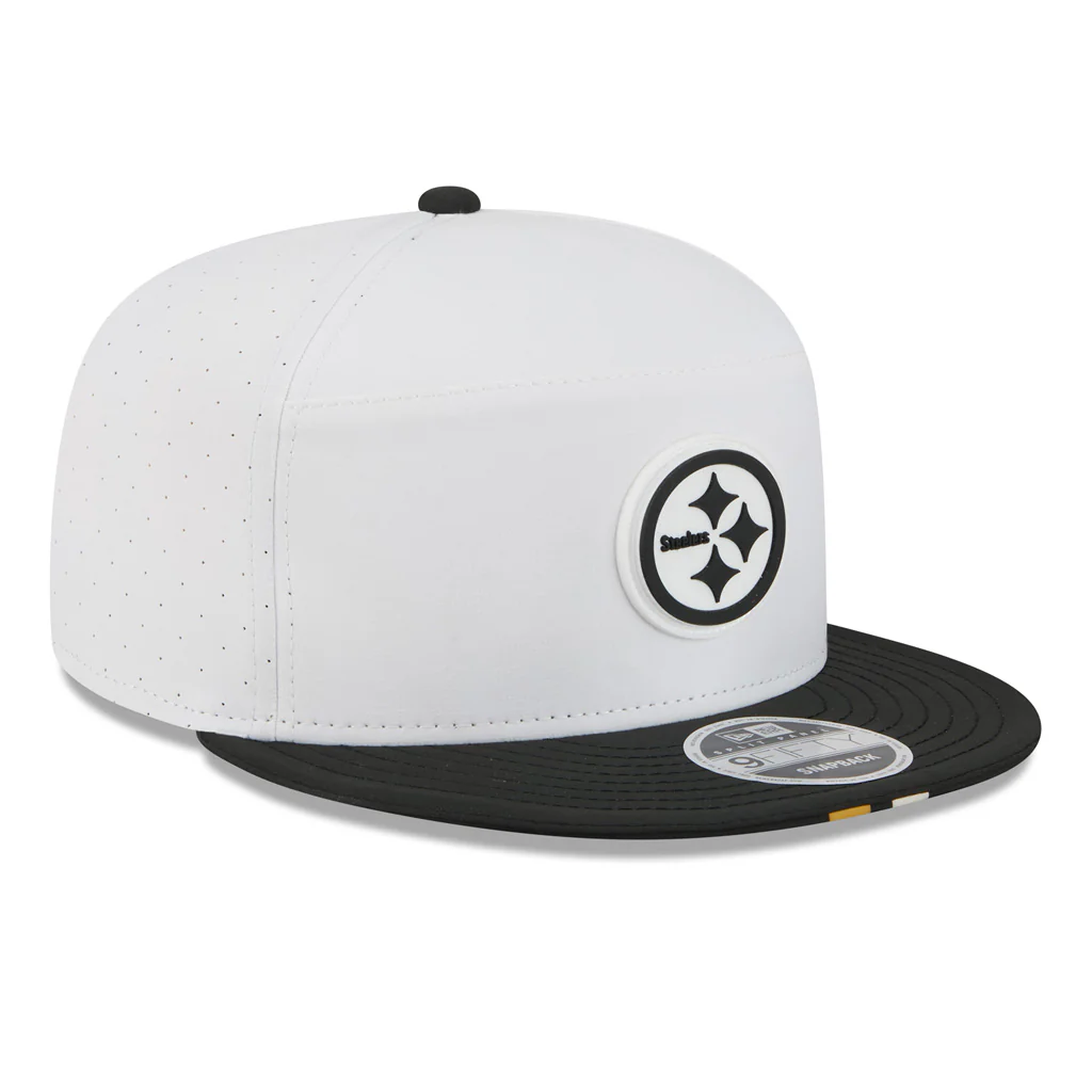 NFL Pittsburgh Steelers New Era 2025 Training 9FIFTY Split Panel Snapback Hat - White - Image 2