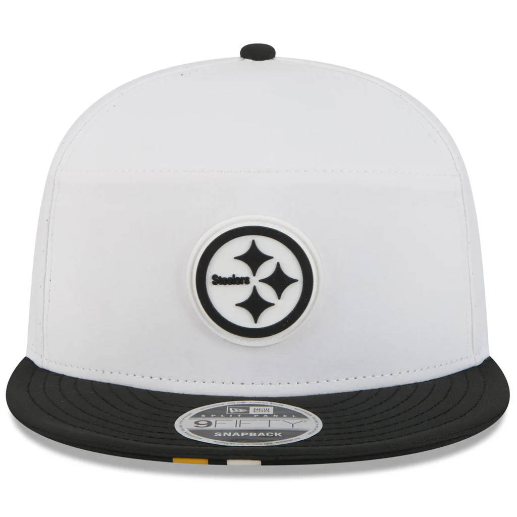NFL Pittsburgh Steelers New Era 2025 Training 9FIFTY Split Panel Snapback Hat - White - Image 3
