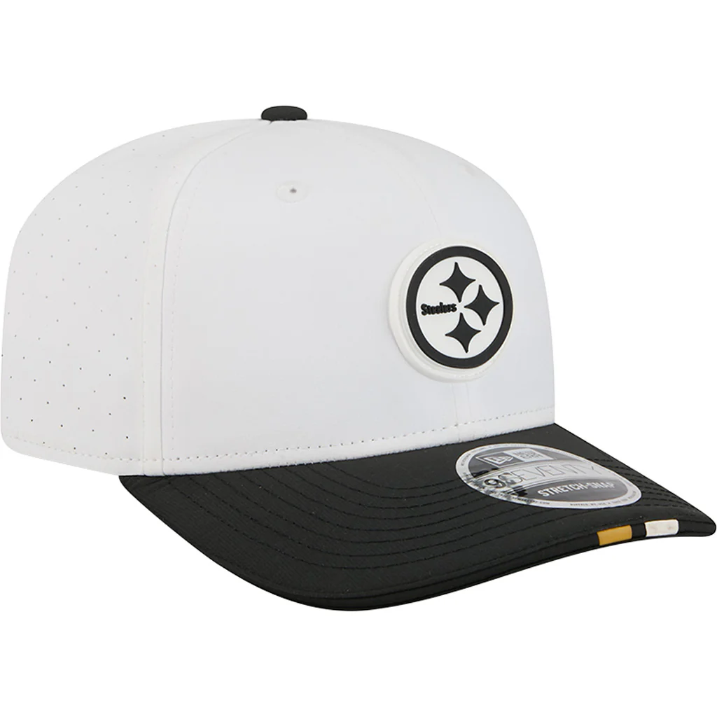 NFL Pittsburgh Steelers New Era 2025 Training 9SEVENTY Stretch-Snapback Hat - White - Image 2