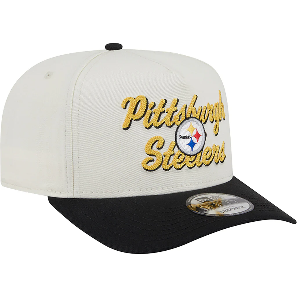 NFL Pittsburgh Steelers New Era Chainstitch Two-Tone 9FIFTY A-Frame Snapback Hat - Cream - Image 2