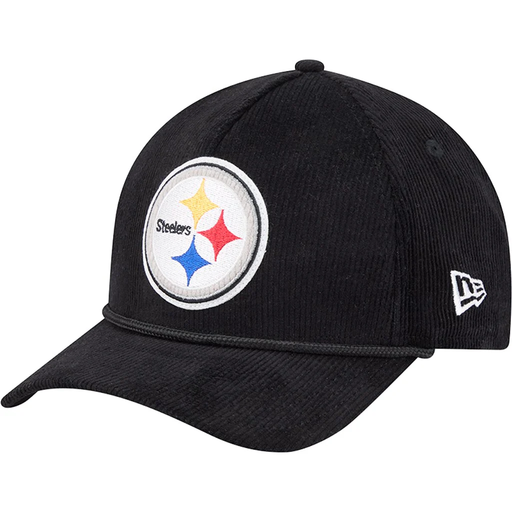 NFL Pittsburgh Steelers New Era Corduroy 9FORTY A-Frame M-Crown Snapback Hat - Black