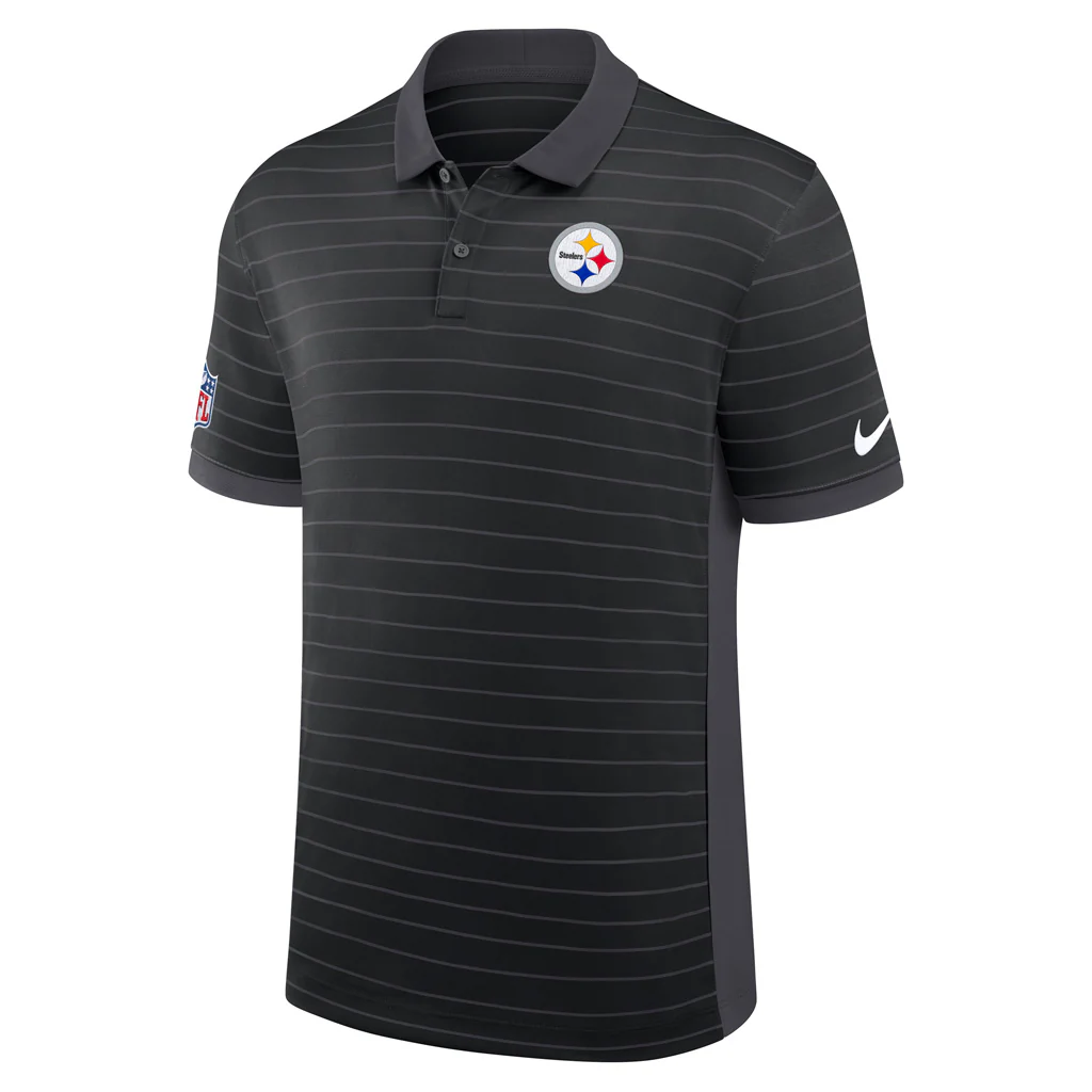 NFL Pittsburgh Steelers Nike 2025 Dri-Fit Striped Polo - Black - Image 2