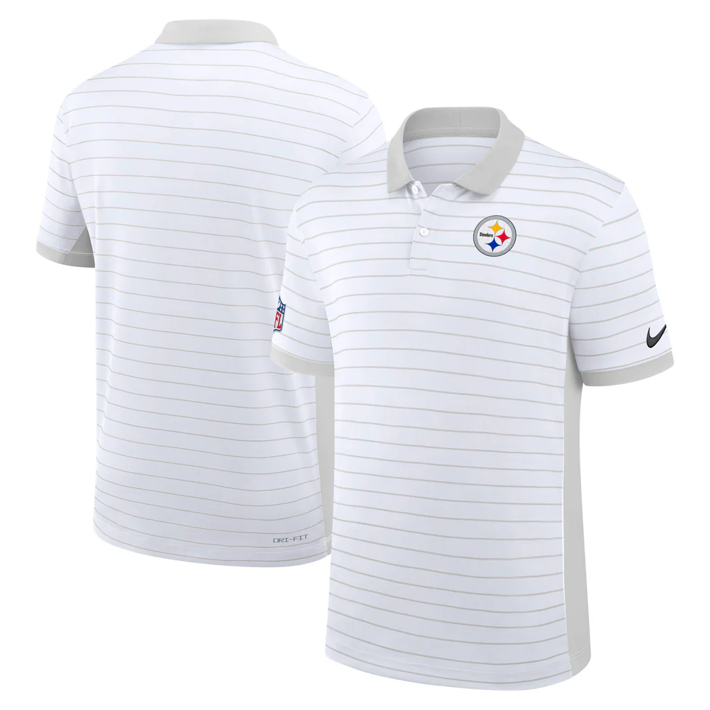 NFL Pittsburgh Steelers Nike 2025 Dri-Fit Striped Polo - White
