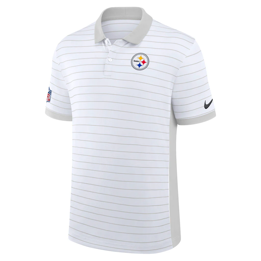 NFL Pittsburgh Steelers Nike 2025 Dri-Fit Striped Polo - White - Image 2