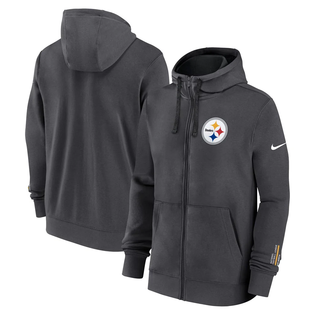 NFL Pittsburgh Steelers Nike Club Full-Zip Hoodie - Charcoal