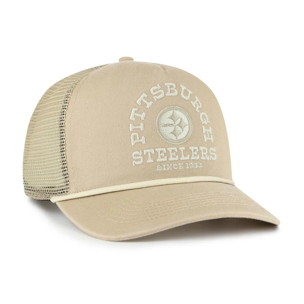 NFL Pittsburgh Steelers Nike Ranchero Mesh Hitch Snapback Trucker Hat - Khaki - Image 2
