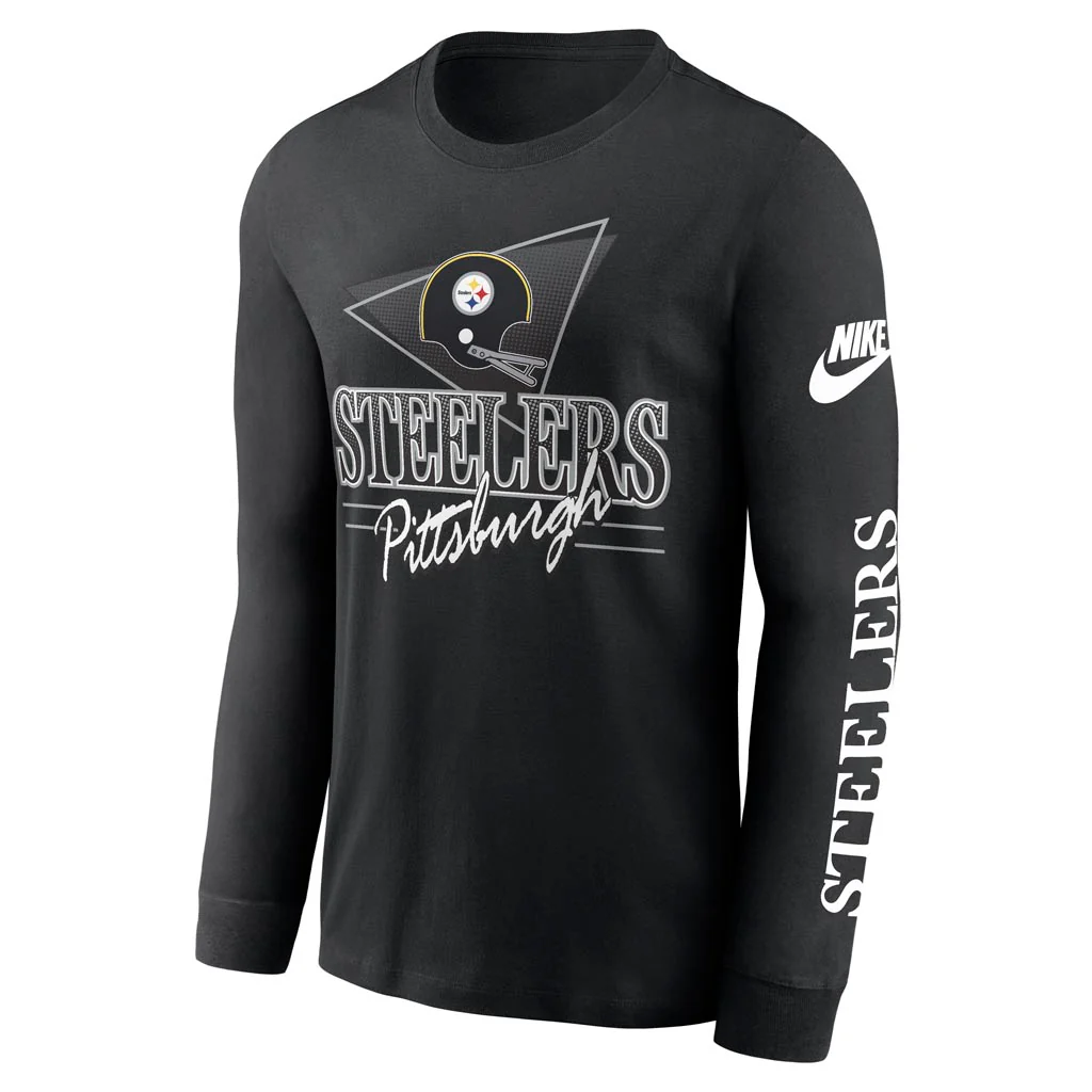 NFL Pittsburgh Steelers Nike Rewind Cotton Long Sleeve T-Shirt - Black - Image 2