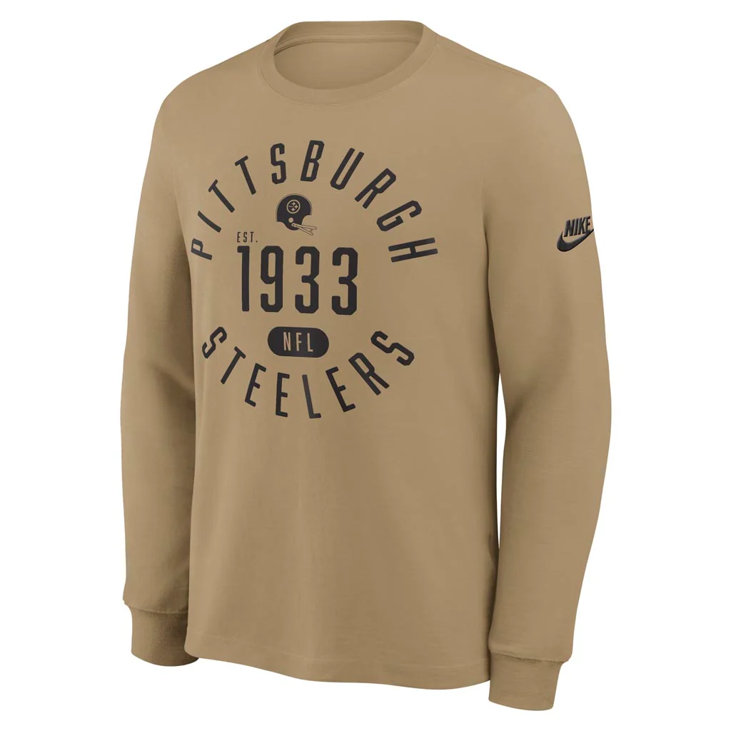 NFL Pittsburgh Steelers Nike Rewind Slub Long Sleeve T-Shirt - Tan - Image 2