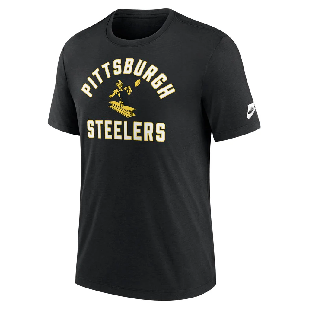 NFL Pittsburgh Steelers Nike Tri-Blend Rewind T-Shirt - Black - Image 2