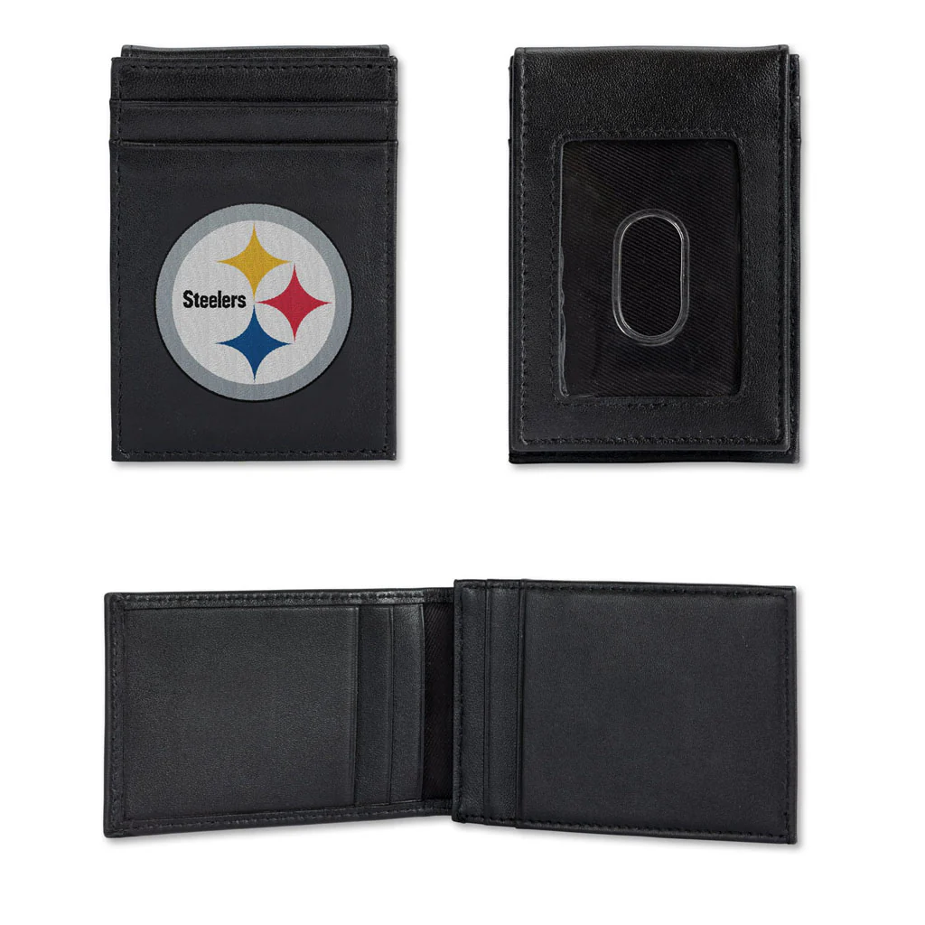 NFL Pittsburgh Steelers Rico Stitched Front Pocket Wallet - Black