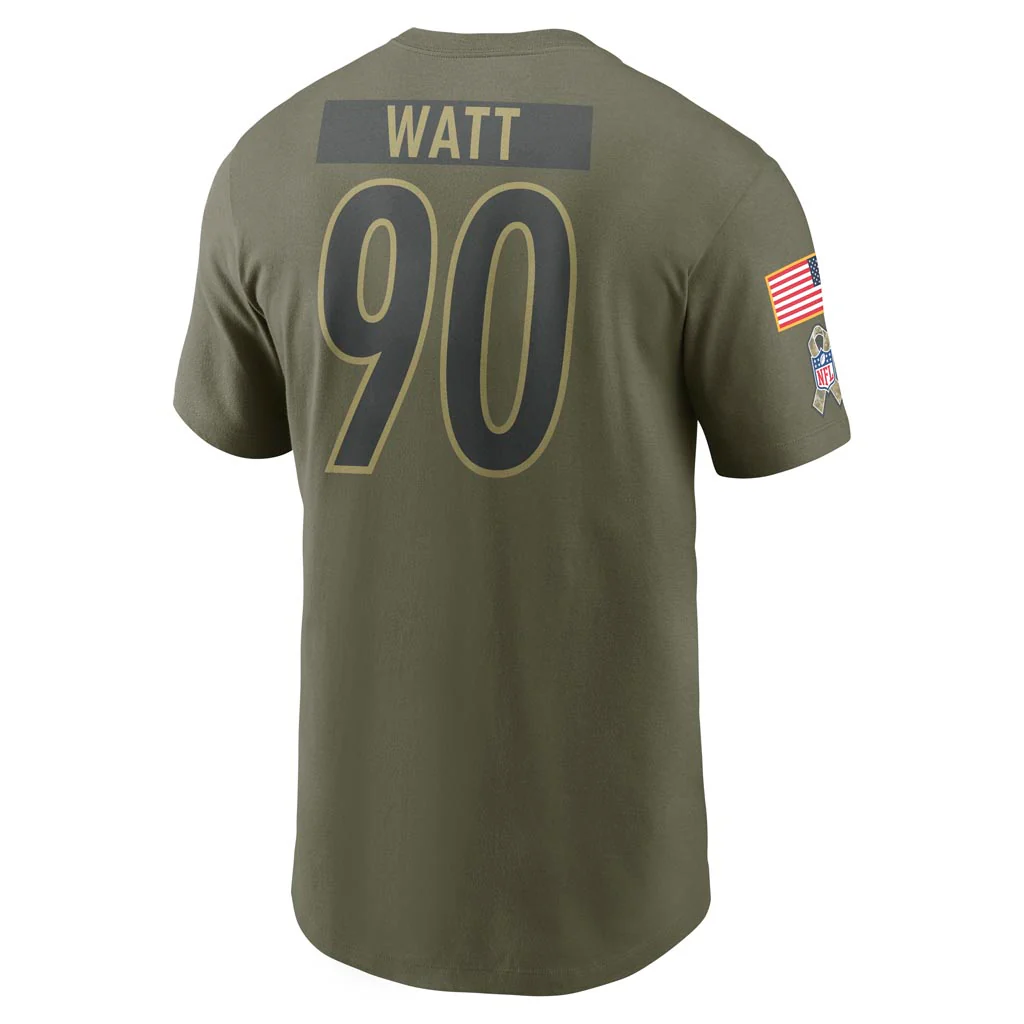 NFL Pittsburgh Steelers TJ Watt Nike 2025 Salute to Service Name & Number T-Shirt - Green - Image 3