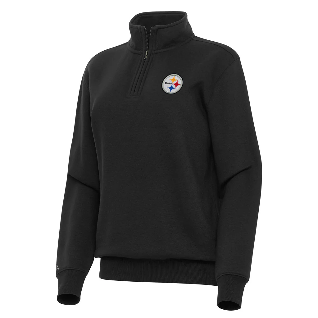 NFL Pittsburgh Steelers Women's Antigua Victory 1/4 Zip Pullover Jacket - Black