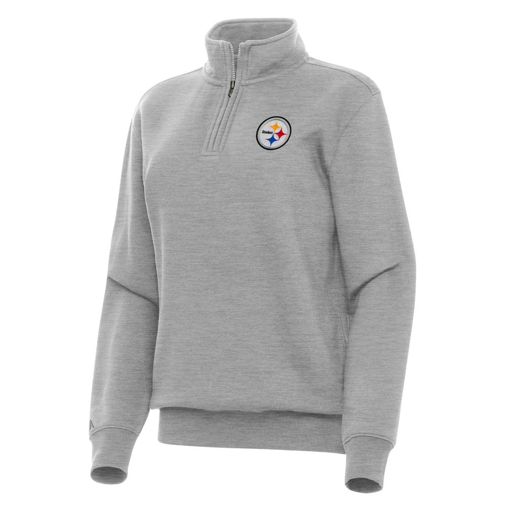 NFL Pittsburgh Steelers Women's Antigua Victory 1/4 Zip Pullover Jacket - Heather gray