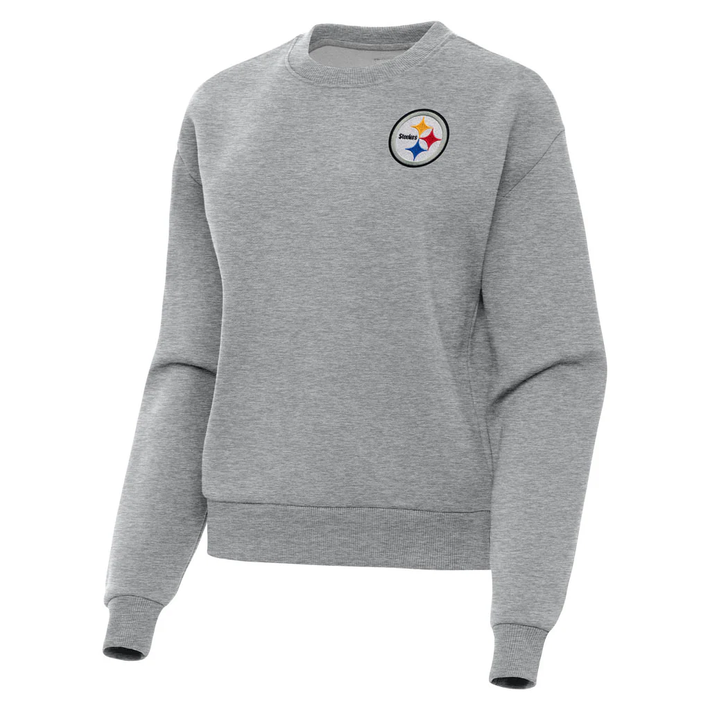 NFL Pittsburgh Steelers Women's Antigua Victory Crewneck Sweater - Heather gray