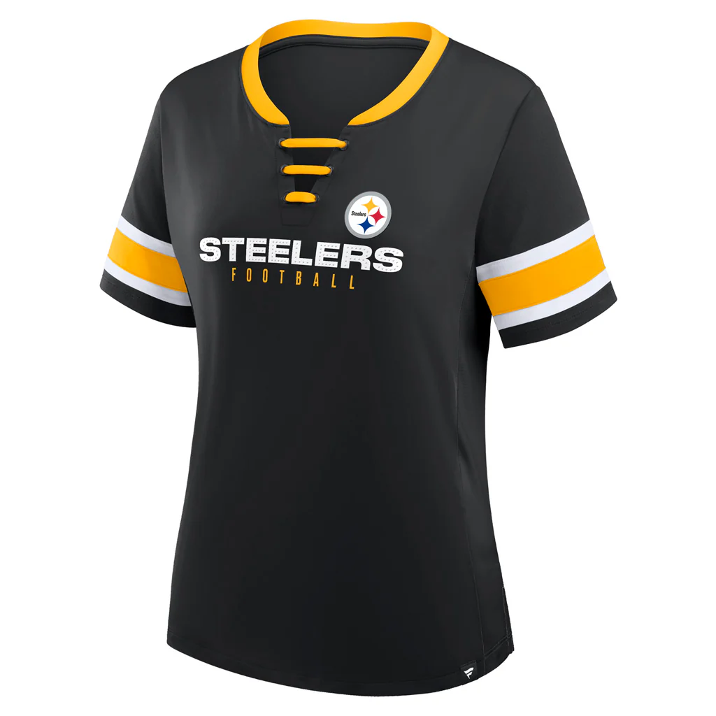 NFL Pittsburgh Steelers Women's Fanatics Draw Play Athena Lace-Up Top - Black - Image 2