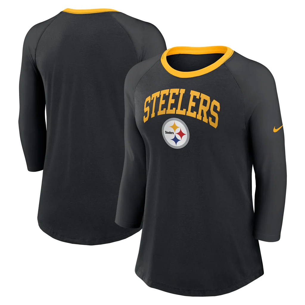 NFL Pittsburgh Steelers Women's Nike Fashion 3/4 Sleeve T-Shirt - Black