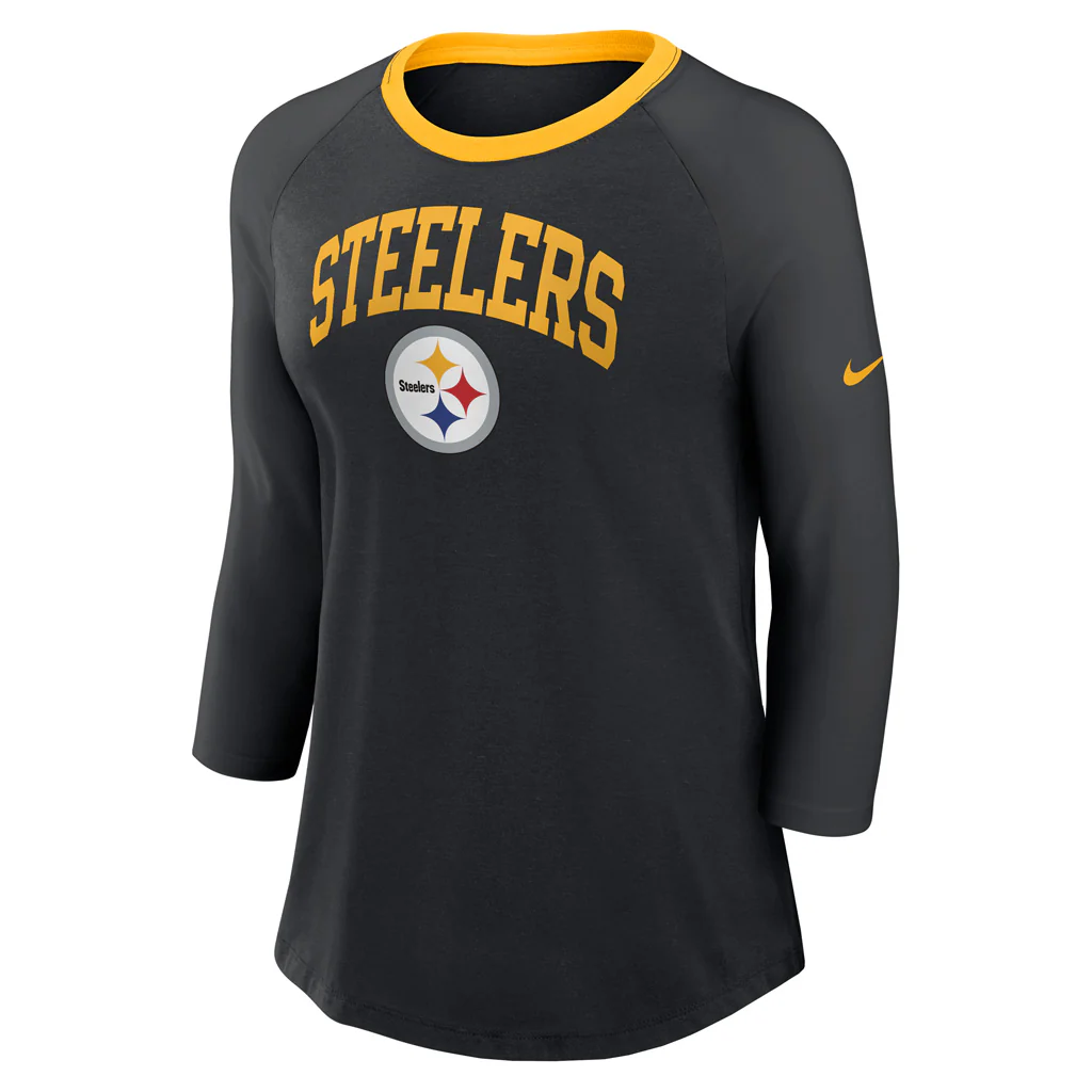 NFL Pittsburgh Steelers Women's Nike Fashion 3/4 Sleeve T-Shirt - Black - Image 2