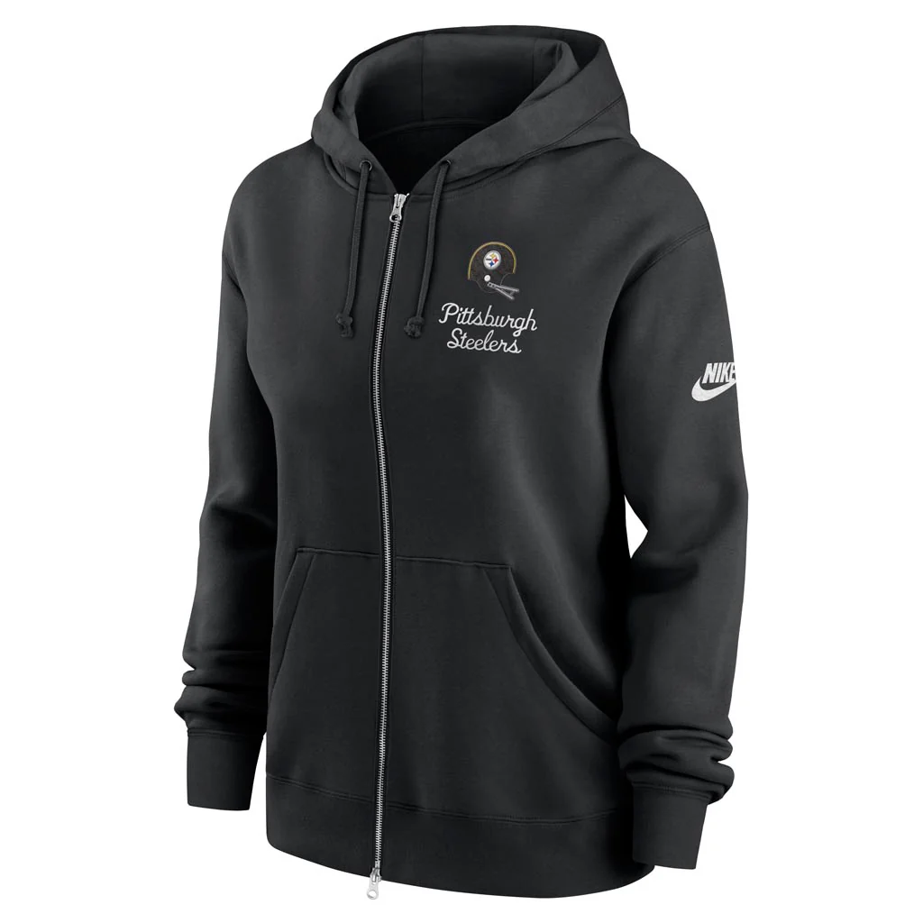 NFL Pittsburgh Steelers Women's Nike Rewind Phoenix Full-Zip Hoodie - Black - Image 2