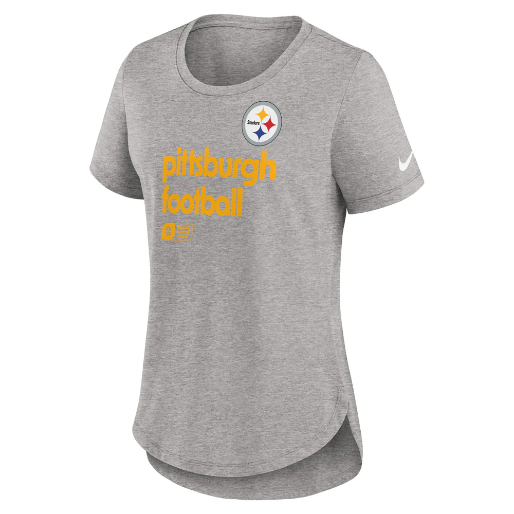 NFL Pittsburgh Steelers Women's Nike Tri-Blend Fashion T-Shirt - Heather Gray - Image 2