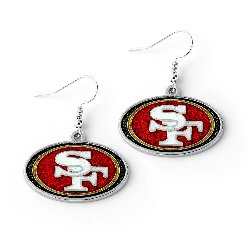 NFL San Francisco 49ers Aminco Glitter Dazzler Logo Earrings - Red