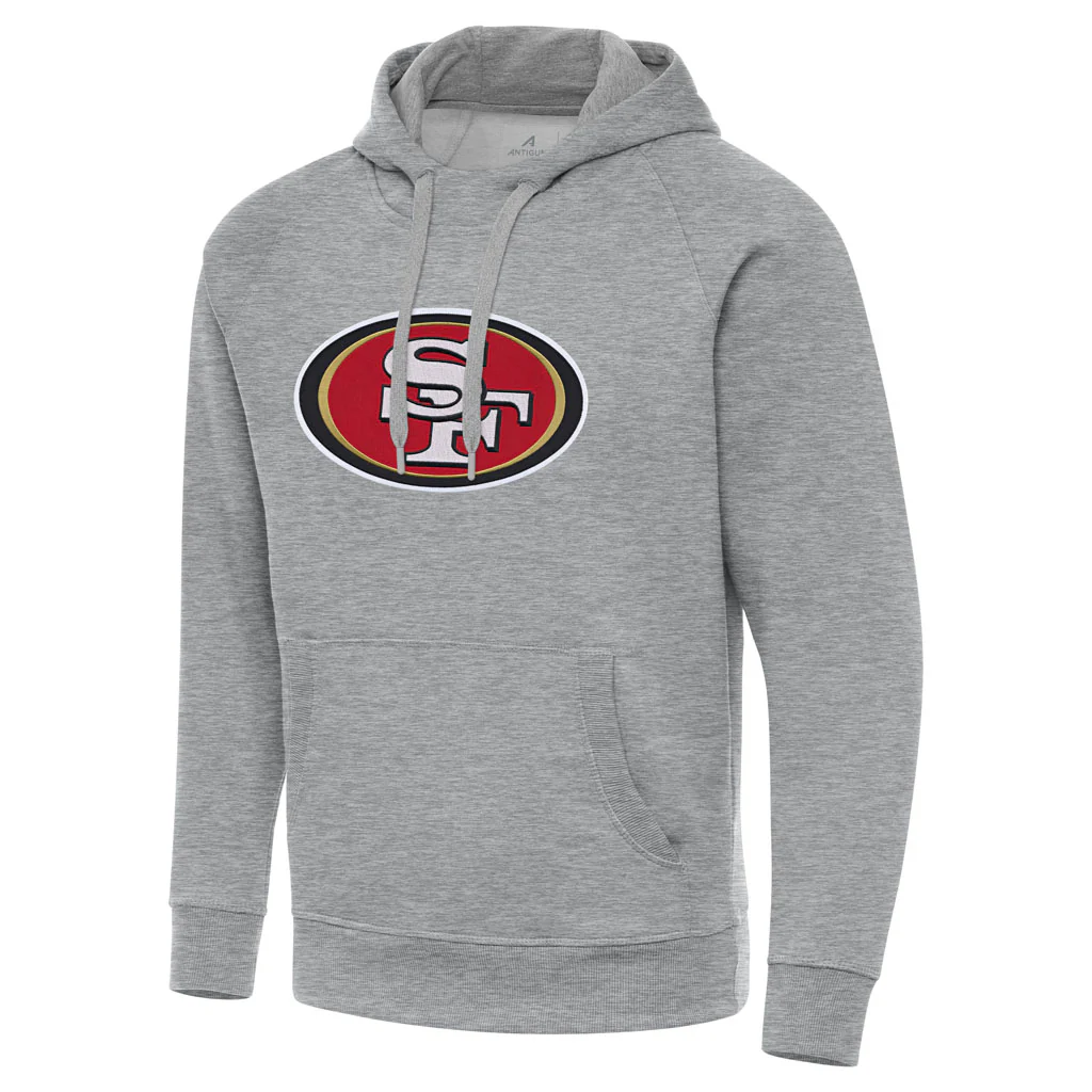 NFL San Francisco 49ers Antigua Full Front Victory Pullover Hoodie - Heather gray - Image 3