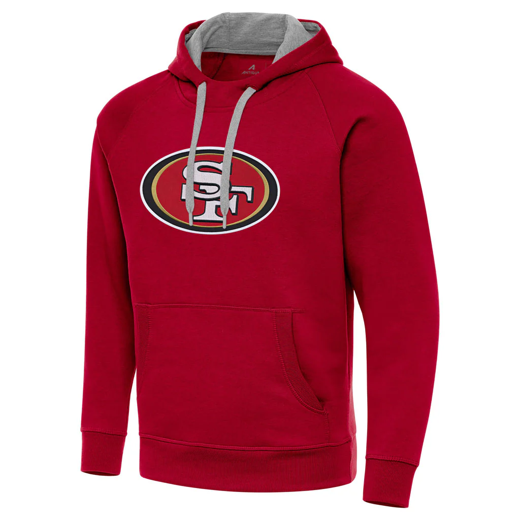 NFL San Francisco 49ers Antigua Full Front Victory Pullover Hoodie - Red - Image 3