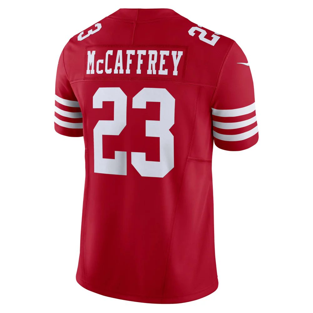 NFL San Francisco 49ers Christian McCaffery Nike Home Vapor F.U.S.E Limited Jersey - Red - Image 3