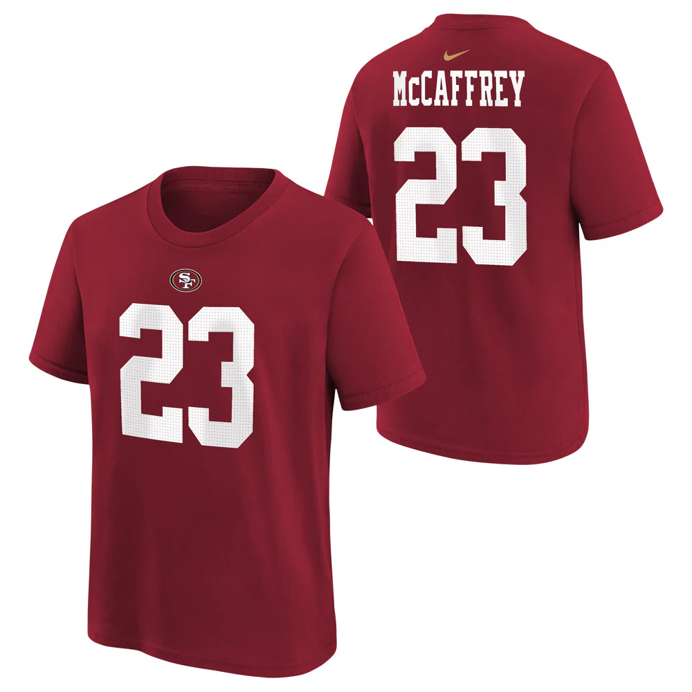 NFL San Francisco 49ers Christian McCaffrey Youth Nike Name & Number T-Shirt - Red