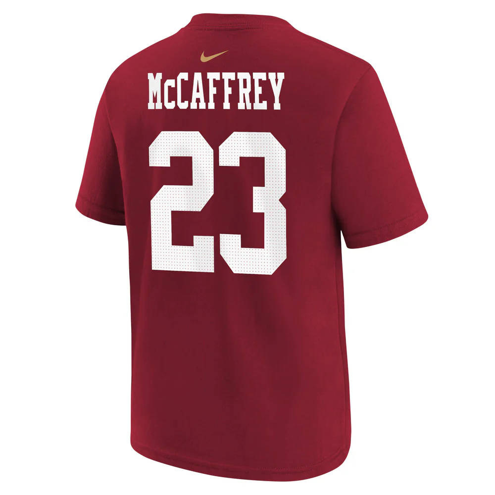 NFL San Francisco 49ers Christian McCaffrey Youth Nike Name & Number T-Shirt - Red - Image 3
