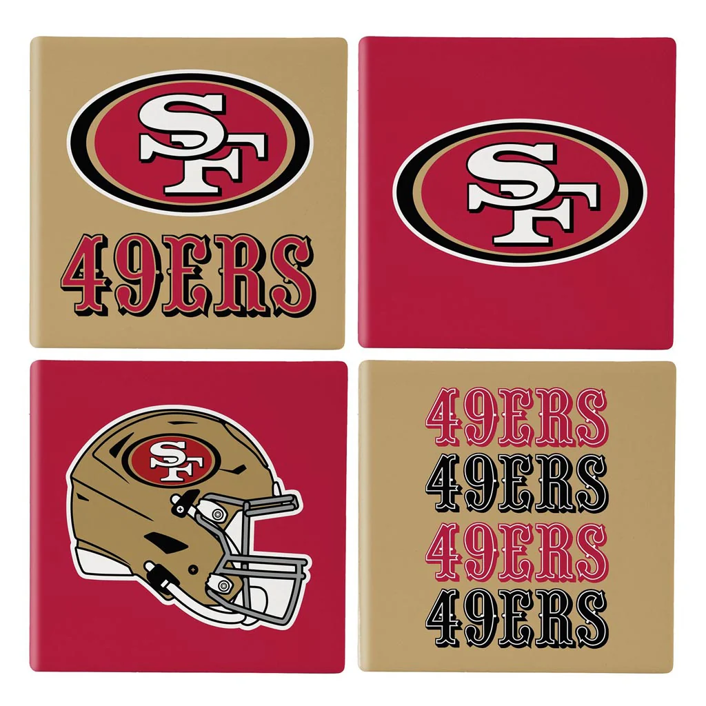 NFL San Francisco 49ers Evergreen 4-Pack Ceramic Coaster Set - Image 2