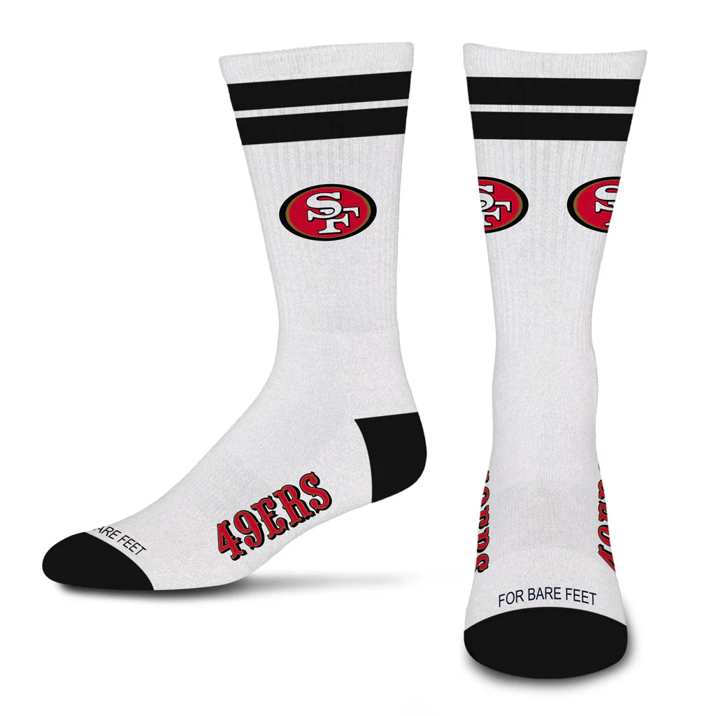 NFL San Francisco 49ers For Bare Feet White Stripes Socks - White
