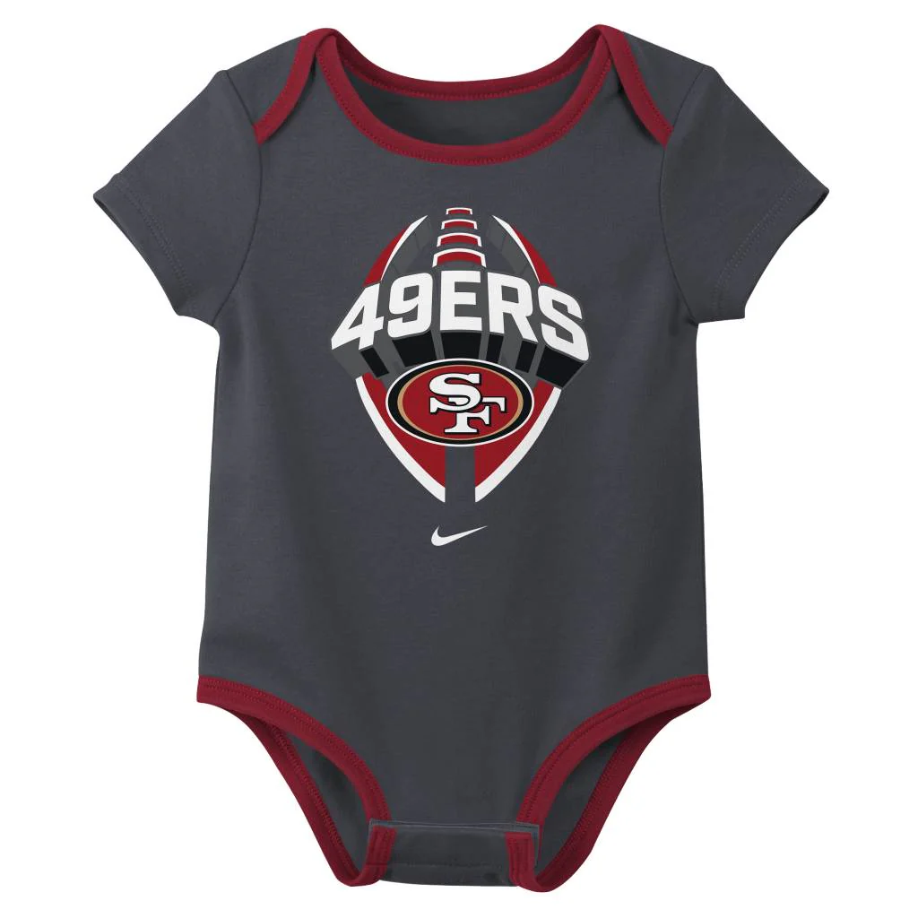 NFL San Francisco 49ers Infant Nike 2025 Creeper 3-Piece Onesie Set - Red - Image 4