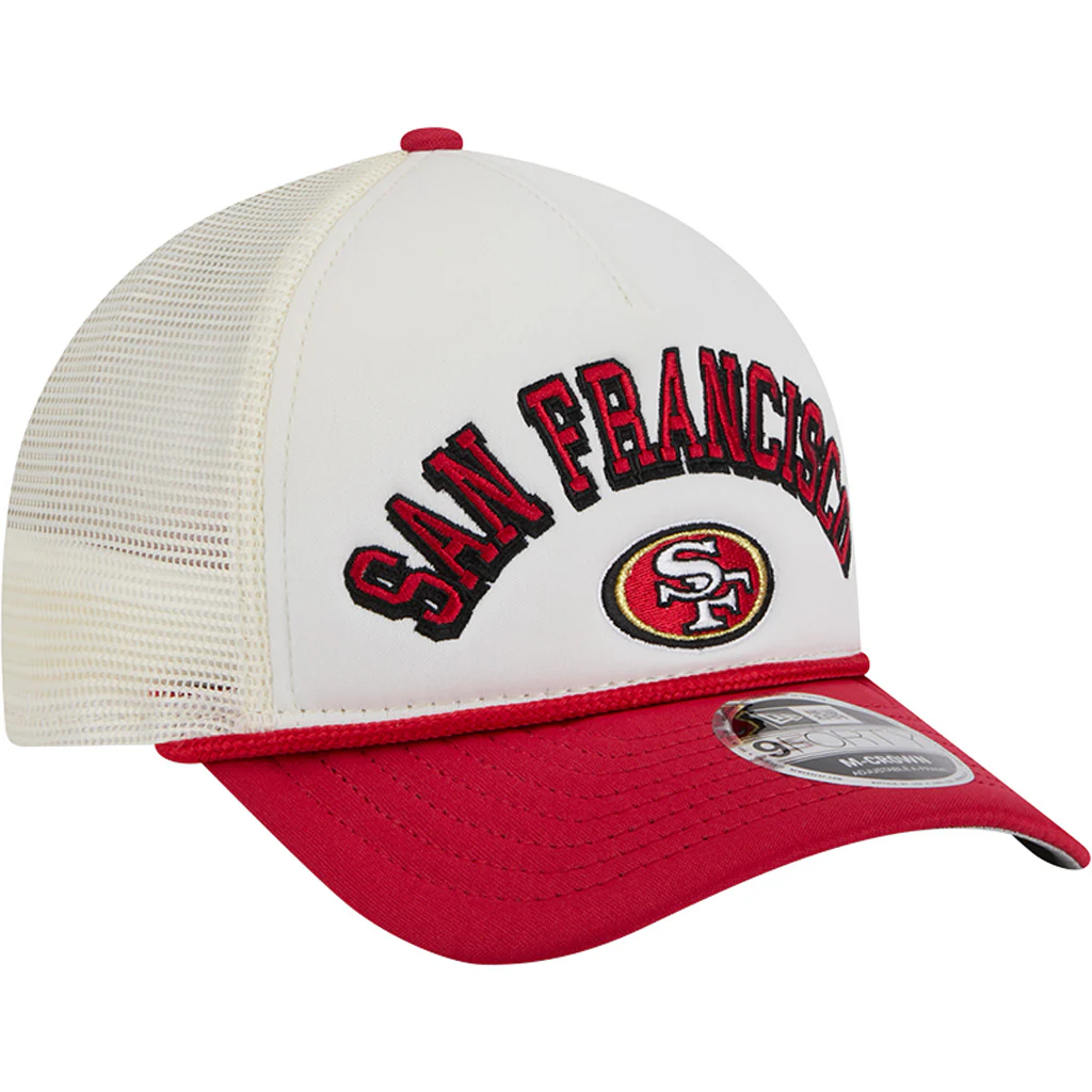 NFL San Francisco 49ers New Era Arch Logo 9FORTY M-Crown Snapback Trucker Hat - Chrome - Image 2