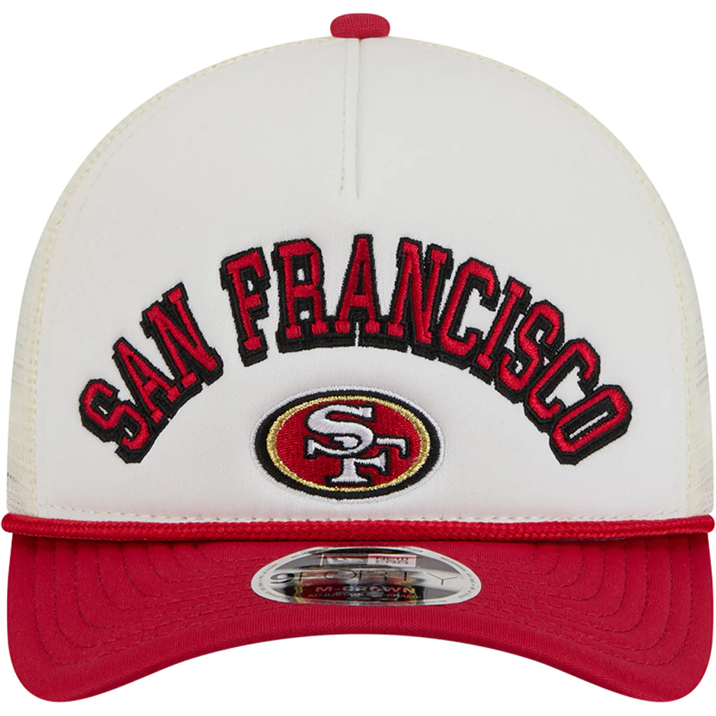 NFL San Francisco 49ers New Era Arch Logo 9FORTY M-Crown Snapback Trucker Hat - Chrome - Image 3