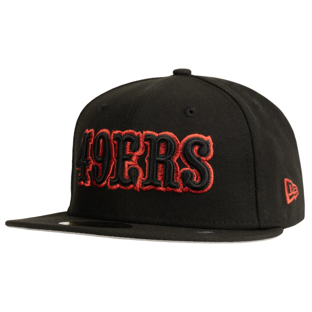 NFL San Francisco 49ers New Era Blackbird 59FIFTY Fitted Hat - Black - Image 2