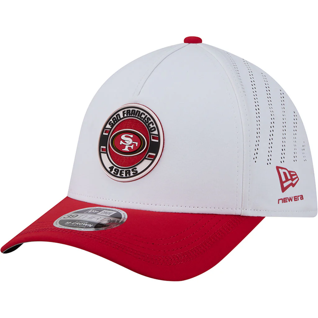NFL San Francisco 49ers New Era Patch 39THIRTY M-Crown Flex Fit Hat - White