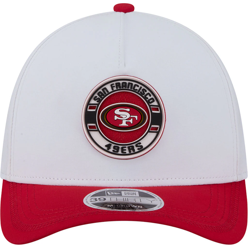 NFL San Francisco 49ers New Era Patch 39THIRTY M-Crown Flex Fit Hat - White - Image 3