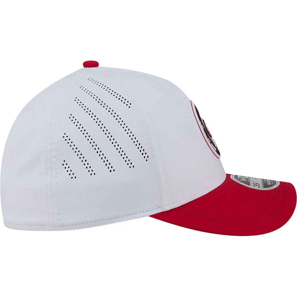NFL San Francisco 49ers New Era Patch 39THIRTY M-Crown Flex Fit Hat - White - Image 5