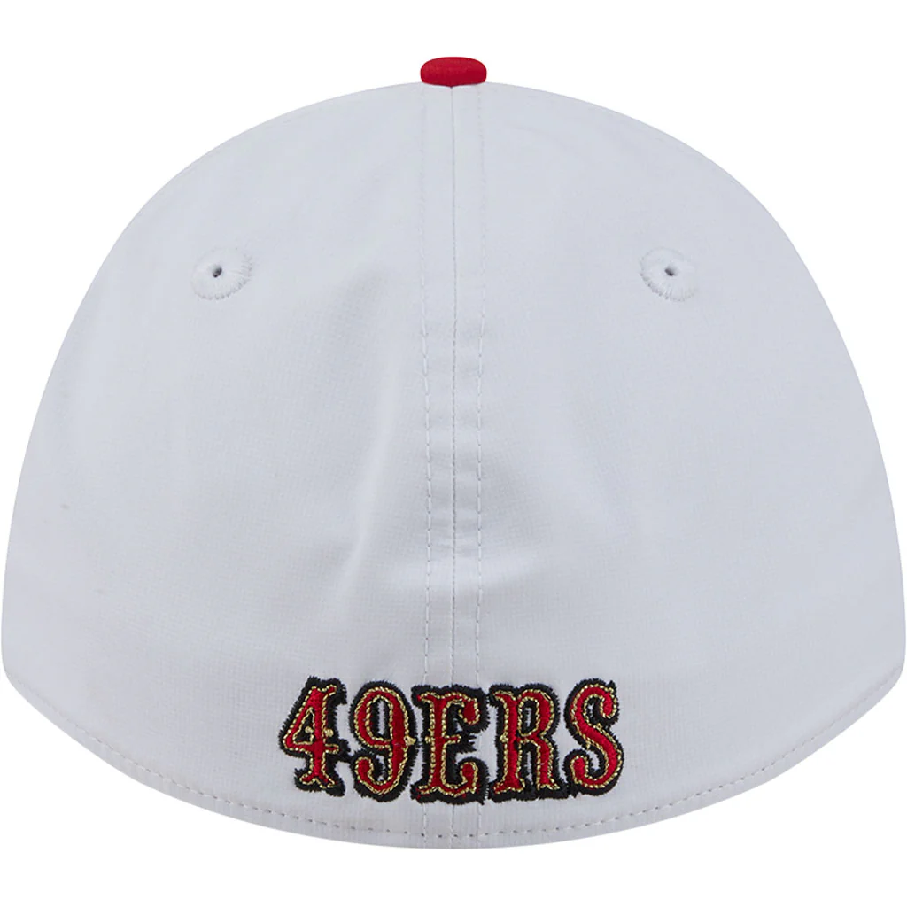 NFL San Francisco 49ers New Era Patch 39THIRTY M-Crown Flex Fit Hat - White - Image 6
