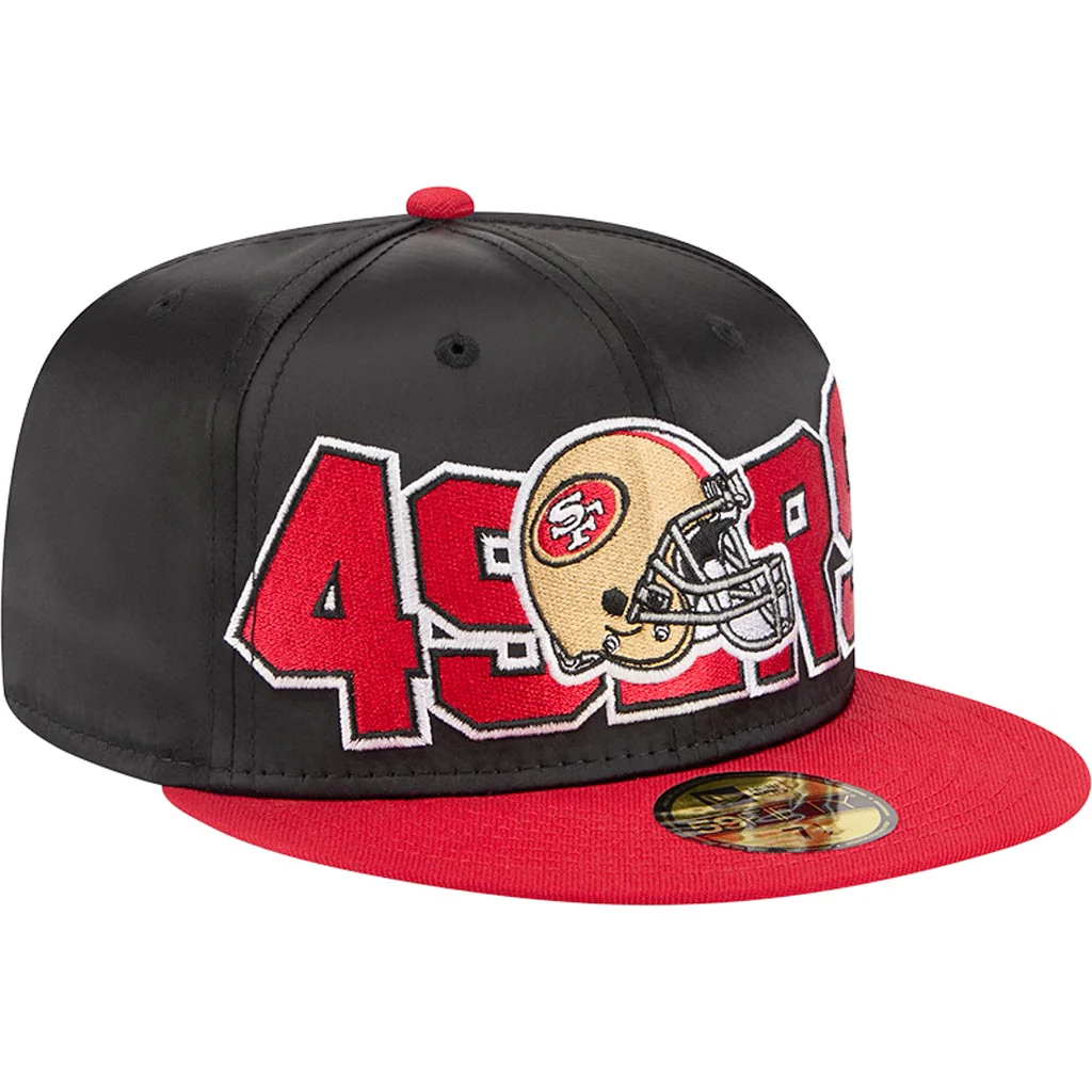 NFL San Francisco 49ers New Era Satin 59FIFTY Fitted Hat - Black - Image 2