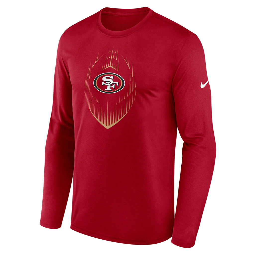 NFL San Francisco 49ers Nike 2024 Icon Legend Long Sleeve T-Shirt - Red - Image 2