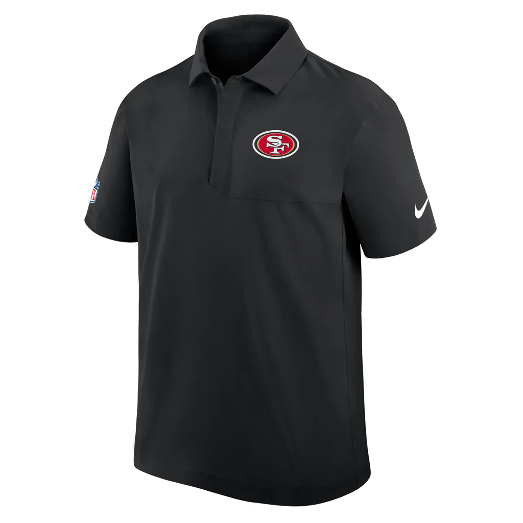 NFL San Francisco 49ers Nike 2025 Dri-Fit Sideline Woven Polo - Black - Image 2