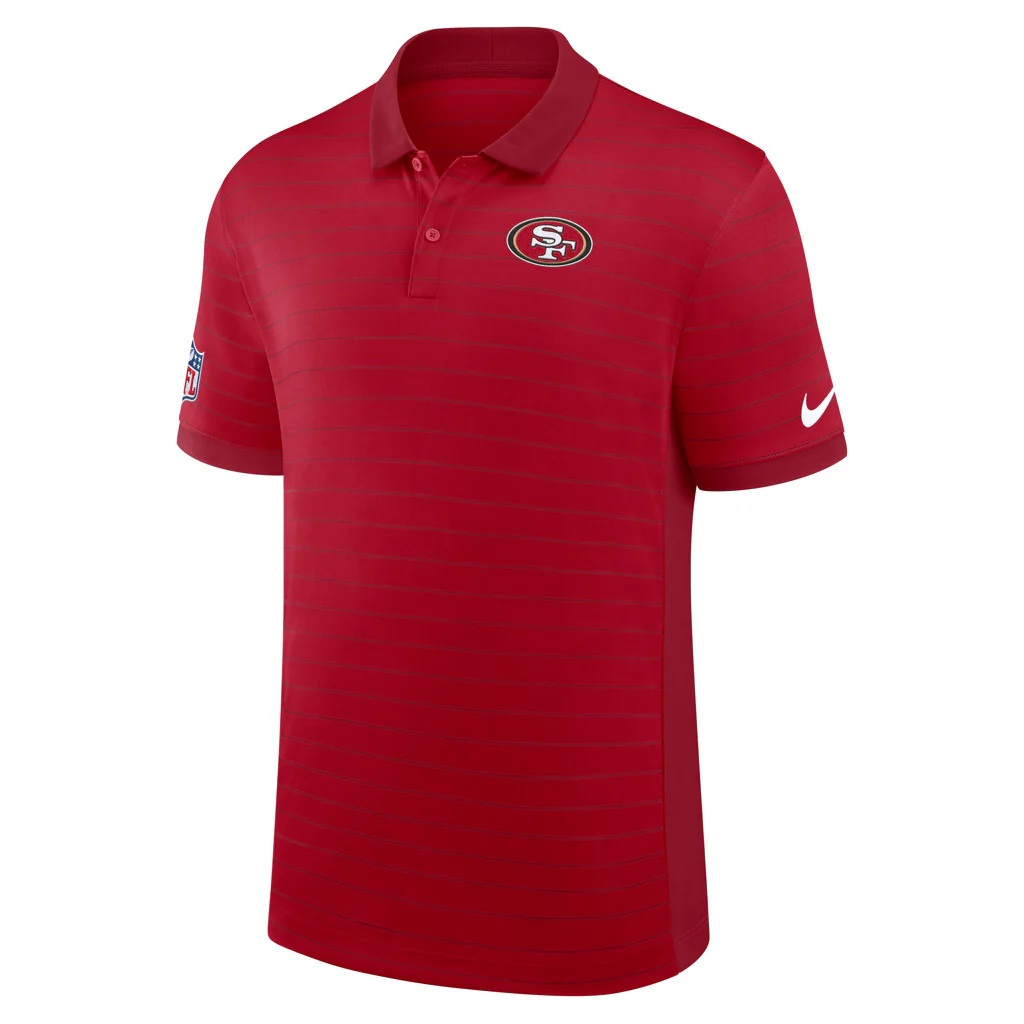 NFL San Francisco 49ers Nike 2025 Dri-Fit Striped Polo - Red - Image 2