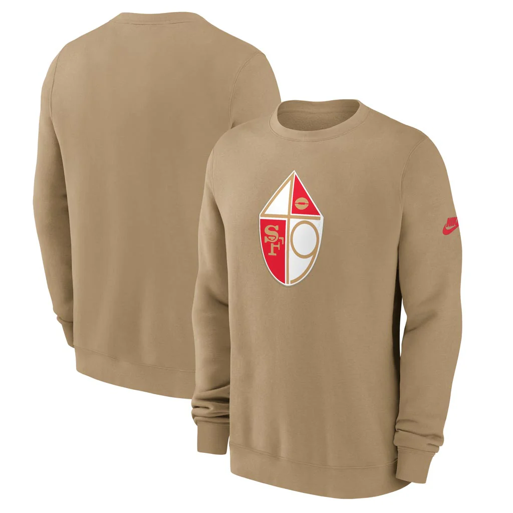 NFL San Francisco 49ers Nike 2025 Rewind Club Pullover Crew Sweatshirt - Brown