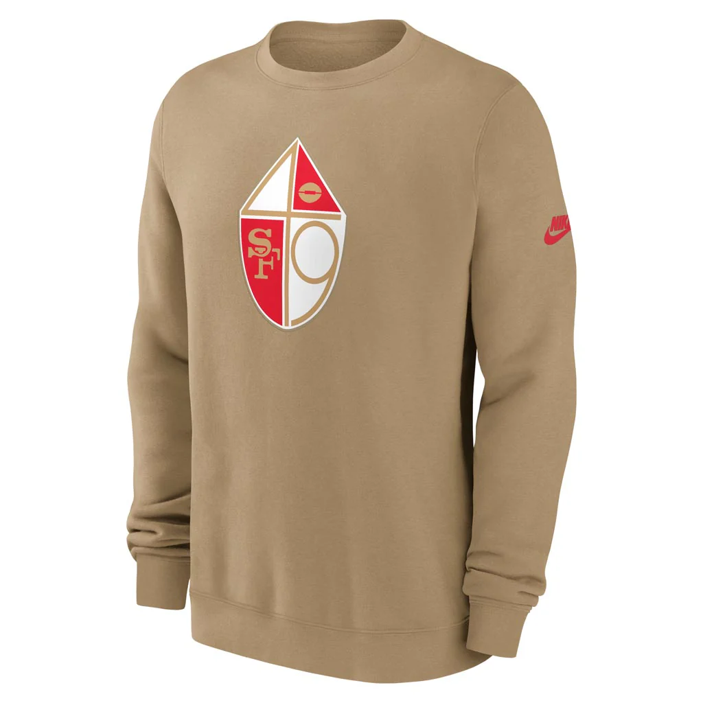 NFL San Francisco 49ers Nike 2025 Rewind Club Pullover Crew Sweatshirt - Brown - Image 2
