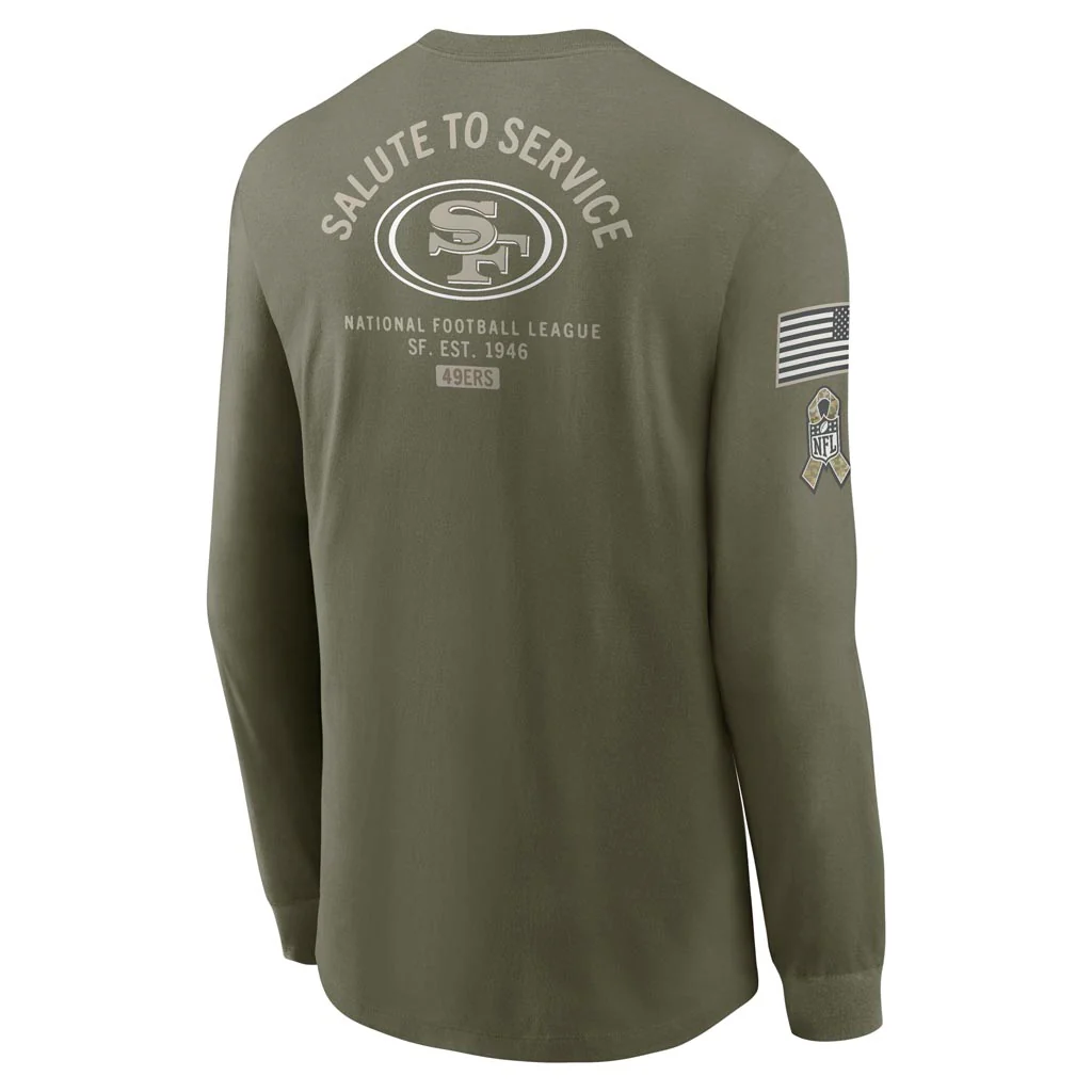 NFL San Francisco 49ers Nike 2025 Salute to Service Long Sleeve T-Shirt - Green - Image 3