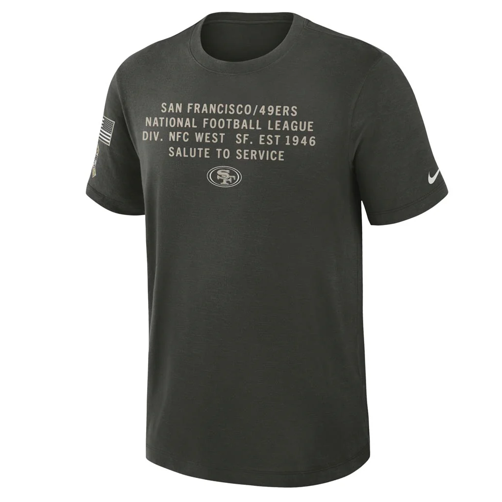 NFL San Francisco 49ers Nike 2025 Salute to Service Slub T-Shirt - Green - Image 2