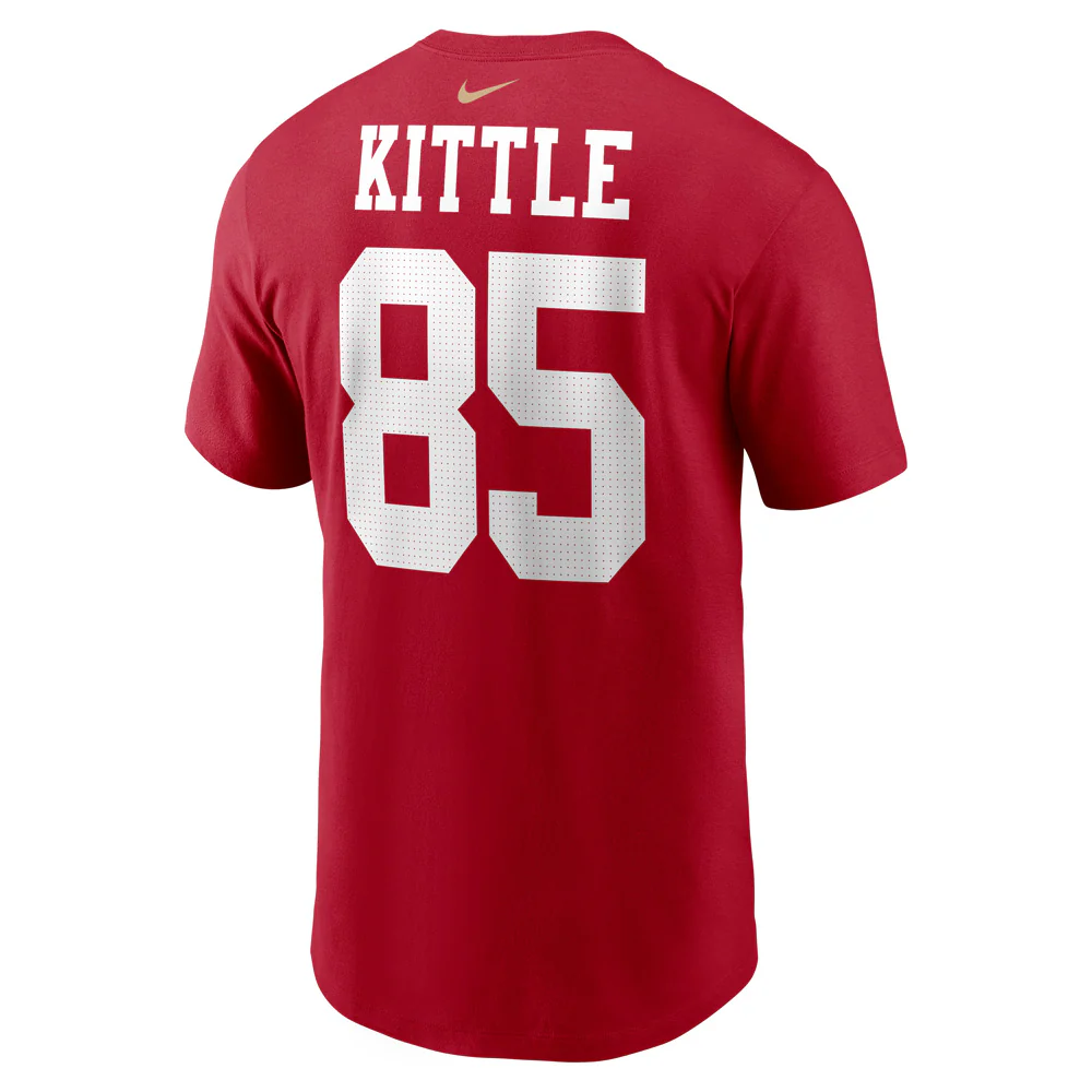 NFL San Francisco 49ers George Kittle Nike Name & Number T - Shirt - Red - Image 3