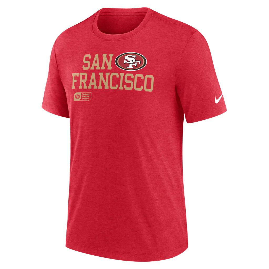 NFL San Francisco 49ers Nike Lock Up Tri-Blend T-Shirt - Red - Image 2
